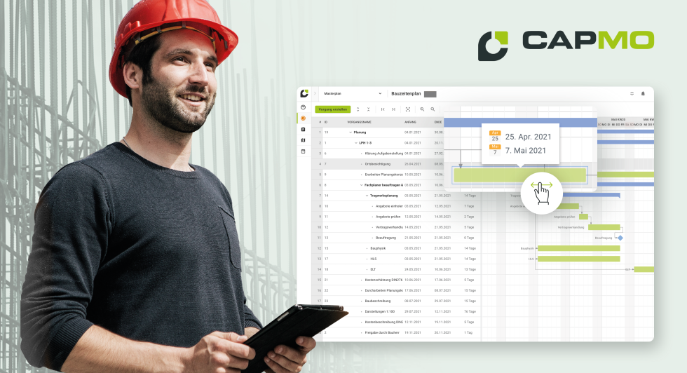 Capmo integriert den Bauzeitenplan in einer ganzheitlichen Bausoftware. © Capmo GmbH